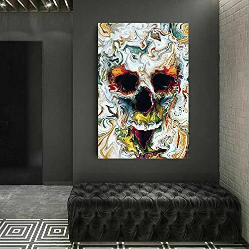 Magic Canvas Art Kunst Totenkopf verflossen Leinwand Leinwandbild 1- teilig Hochwertiger Kunstdruck
