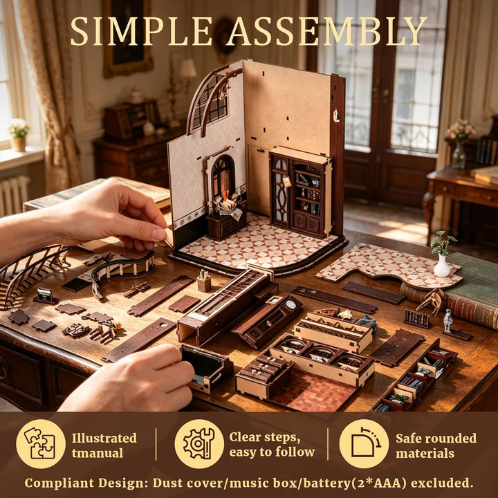 Book Nook Kit für Erwachsene - CRIOLPO DIY Miniatur Haus Holzpuzzle 3D Puppenhaus - Buchstütze für B