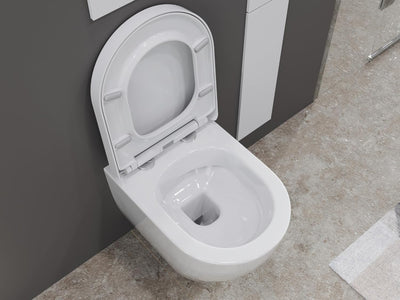 SSWW | Toilette für Gäste-WC, Spülrandloses WC mit Softclose Deckel, Hänge-WC aus Keramik, Wand-WC |