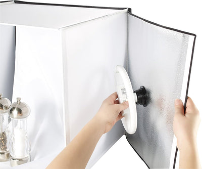 Somikon Produktfoto Box: Professionelle Foto-Studio-Box, 2 Fotolampen & Stativ, 22 W, 1.710 lm