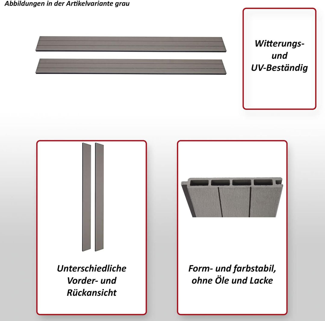 Mendler 4er Set Latten für WPC-Sichtschutz Sarthe-AM, Bretter Windschutz, ca. 1qm - 180cm, anthrazit