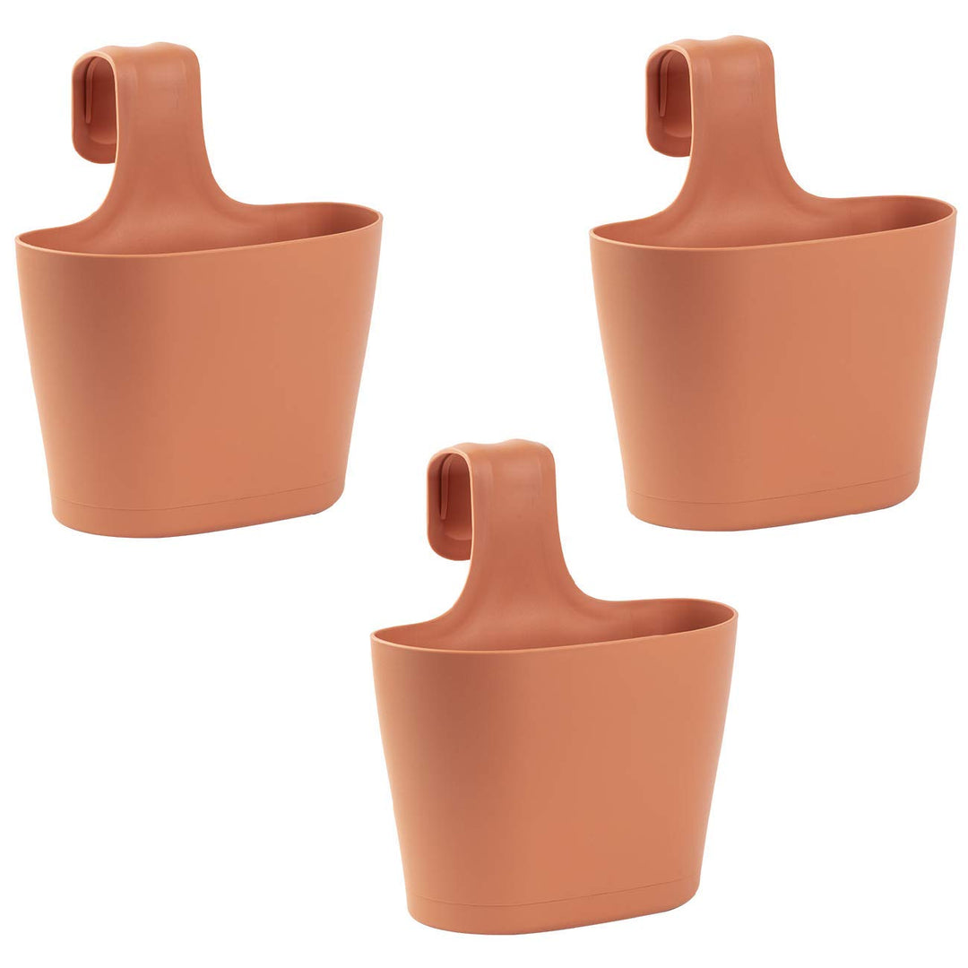 ENGELLAND 3X Blumenkasten oval 2,8 Liter Balkon Übertopf Pflanzkasten Blumentopf zum Hängen mit 1. B