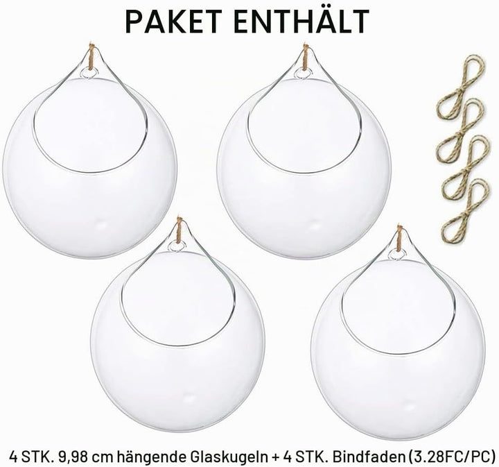 Hängende Glaskugel Vase Glaskugel 4 Pcs Grosse Öffnung Sukkulenten Aufhängen Terrarium Glas Flower A