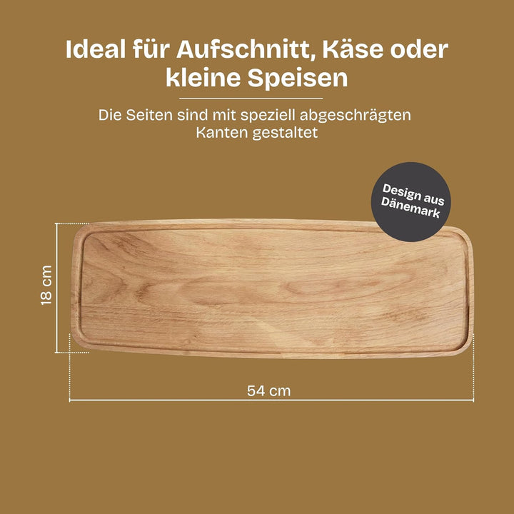 Quaarc Tapas Servierbrett (54x18 cm) – Premium Eiche Servierplatte für Antipasti, Käse & Snacks – Er