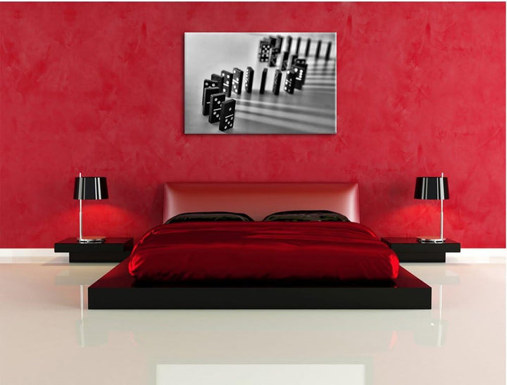 Pixxprint Lange Dominokette als Leinwandbild/Grösse: 100x70 cm/Wandbild/Kunstdruck/fertig bespannt,
