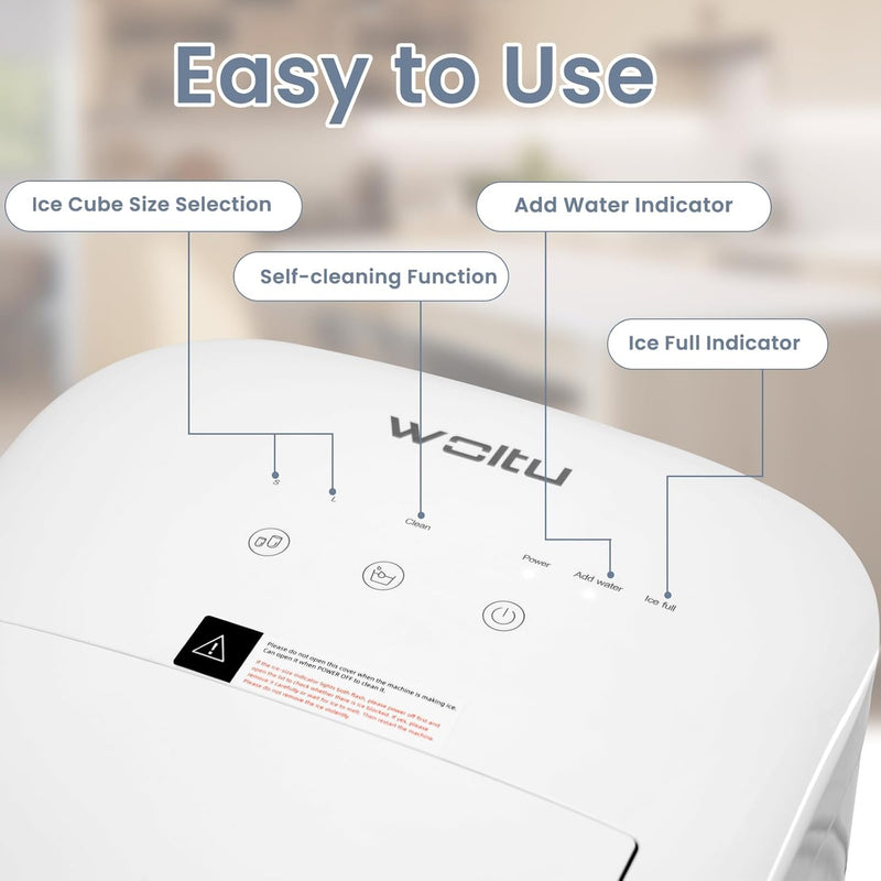 WOLTU Eiswürfelmaschine Eiswürfelbereiter, 9 Eiswürfel/5-6 Min., 15 kg/24 Stunden, 2 Eiswürfelgrösse
