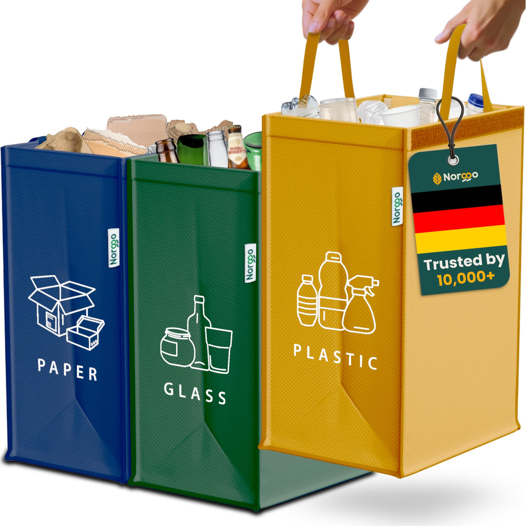 Norggo 3er-Pack Recycling System Taschen-Mülltrennsystem 3fach-Recycling Behälter 40 L-Mülltrennung