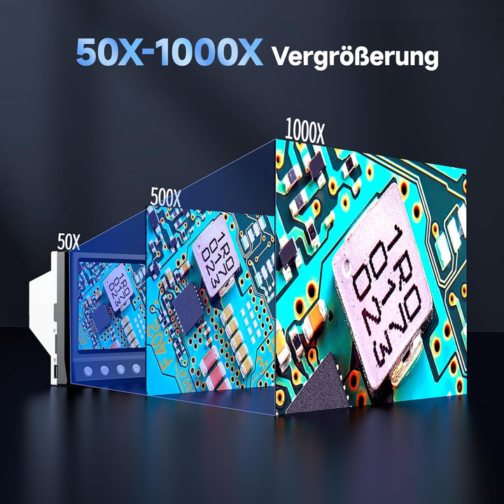 Leipan LPM7 4.3" Mikroskop, IPS Digital Mikroskop für Erwachsene, Münzlupe mit 8-LED-Lichtern, Windo
