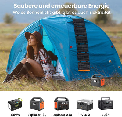 Solarpanel 60W, Flexsolar Tragbares faltbares Solarladegerät IP67 wasserdichtes Notstromcamping, gee
