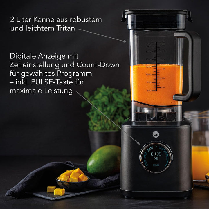 Wilfa POWER FUEL XL Standmixer - 2l Tritan-Krug bis 100°C - 2.000 W & 32.000 U/min. - 3 Programme -