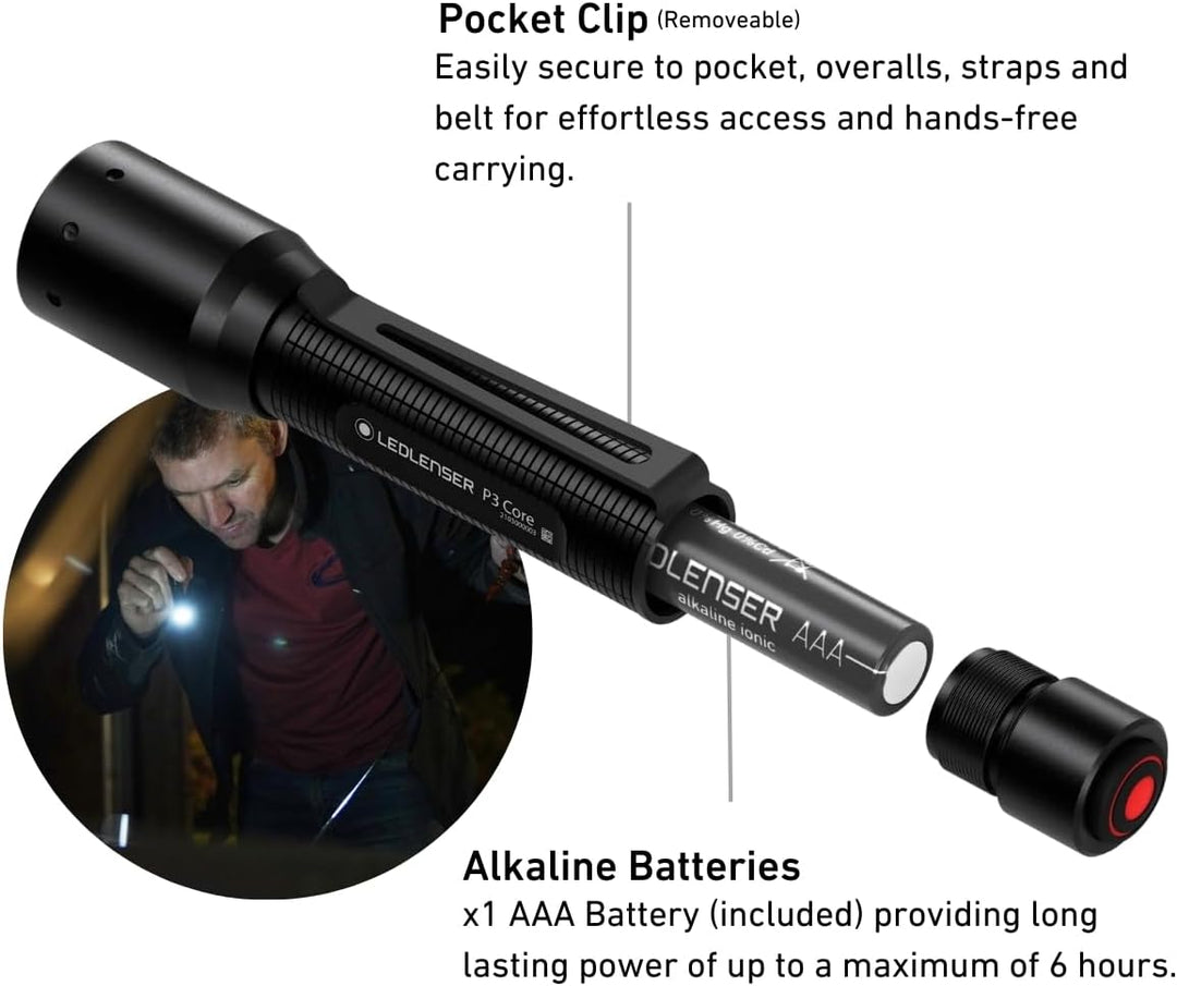 Ledlenser P3 Core | 2021 | LED Taschenlampe | Advanced Focus System | 90 Lumen | Bis zu 6 Std. Laufz