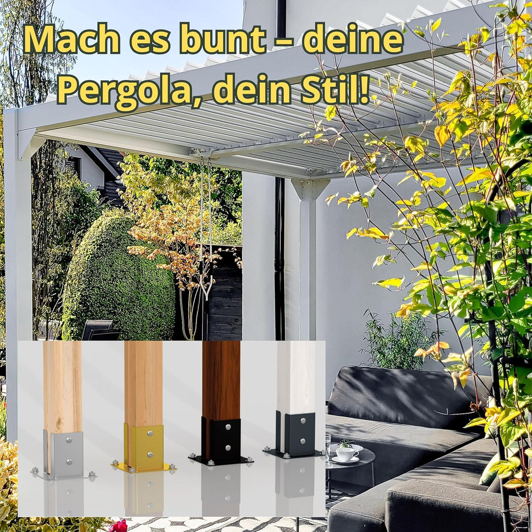 Pfostenträger Aufschrauben - Aufschraubhülse 200x200 - Bodenhülsen für Holzpfosten - Bodenhülse mit