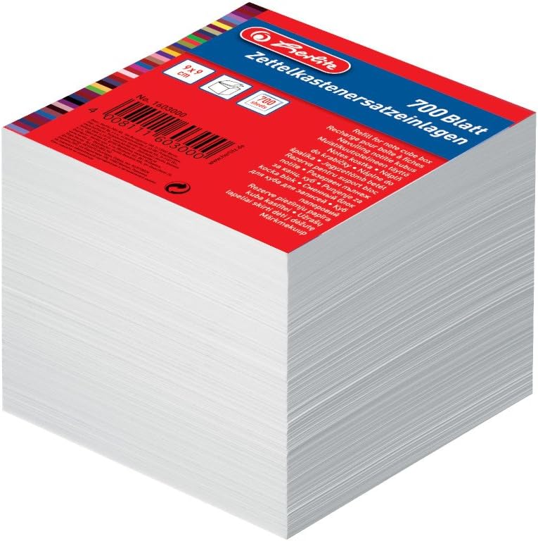 Herlitz Zettelkasten 9x9x9cm mit 700 Blatt weiss gefüllt (Schwarz, Zettelkasten + 2 Ersatzzettelblöc