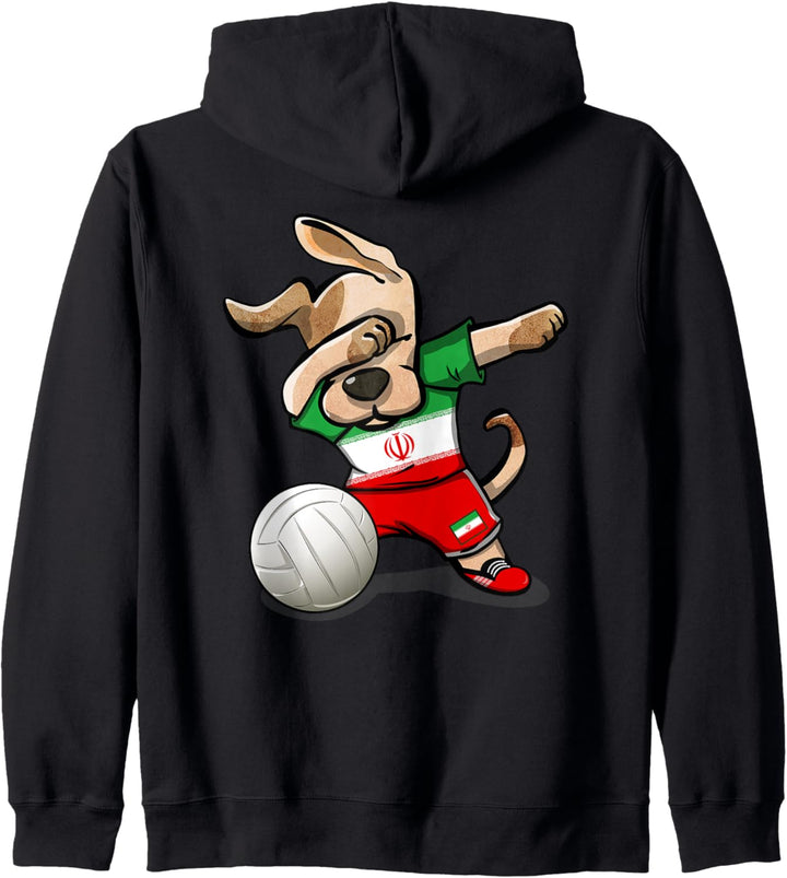 Lustiger Tupfender Hund Iran Volleyball - Iranische Flagge Kapuzenjacke