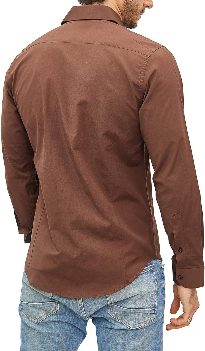 Subliminal Mode Herren Klassisches Hemd S Braun, S Braun