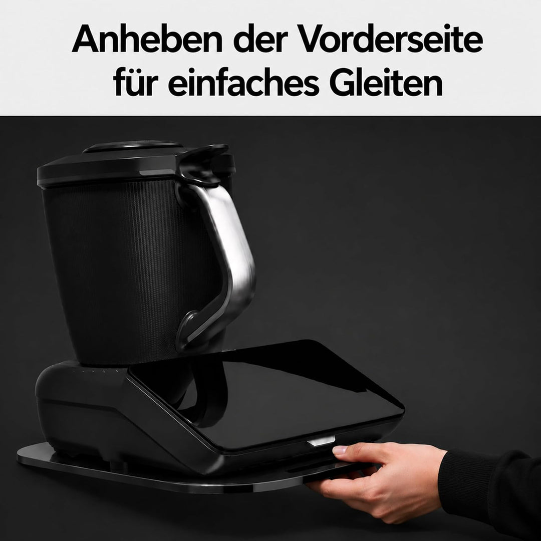 Upgraded Gleitbrett TM7 für Thermomix - Acrylglas Rollbrett mit 360° leichtgängige Teflon-Gleitern,
