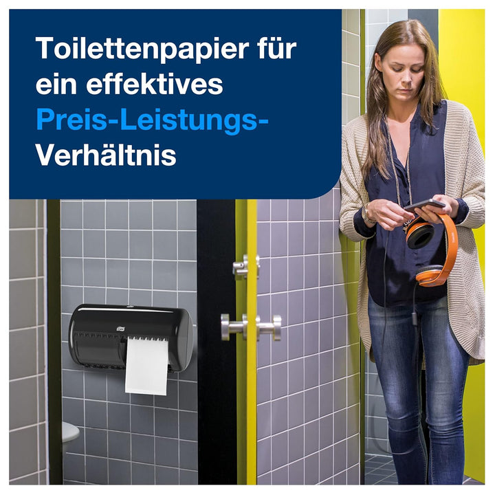 Tork 557008 Spender für Kleinrollen Toilettenpapier T4 in Schwarz / Hygienischer Papierspender für T