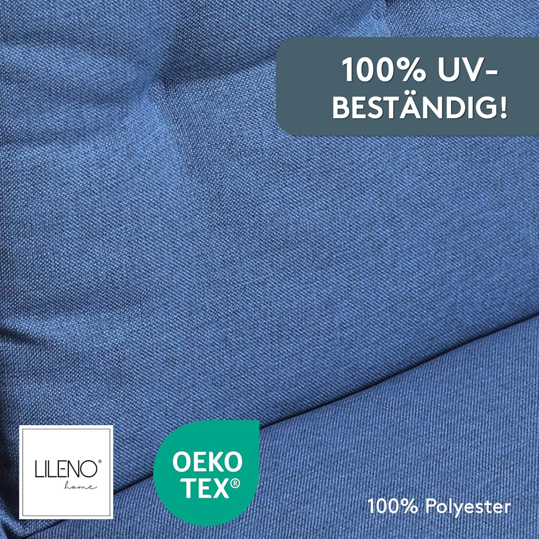 LILENO HOME Gartenstuhl Auflagen [2er Set - Hochlehner] in Blau - Bequeme Liegen als Sitzauflagen fü