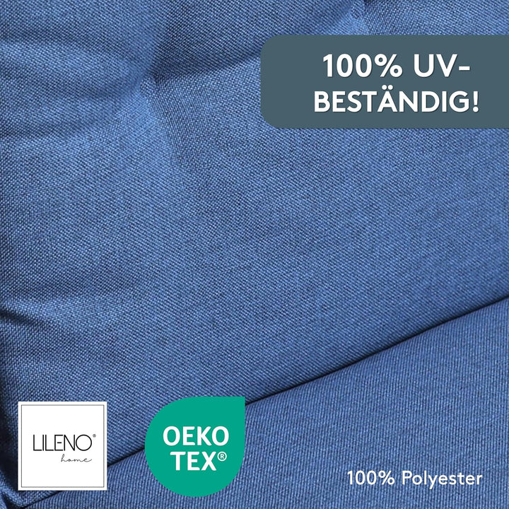 LILENO HOME Gartenstuhl Auflagen [2er Set - Niedriglehner] in Blau - Bequeme Liegen als Sitzauflagen