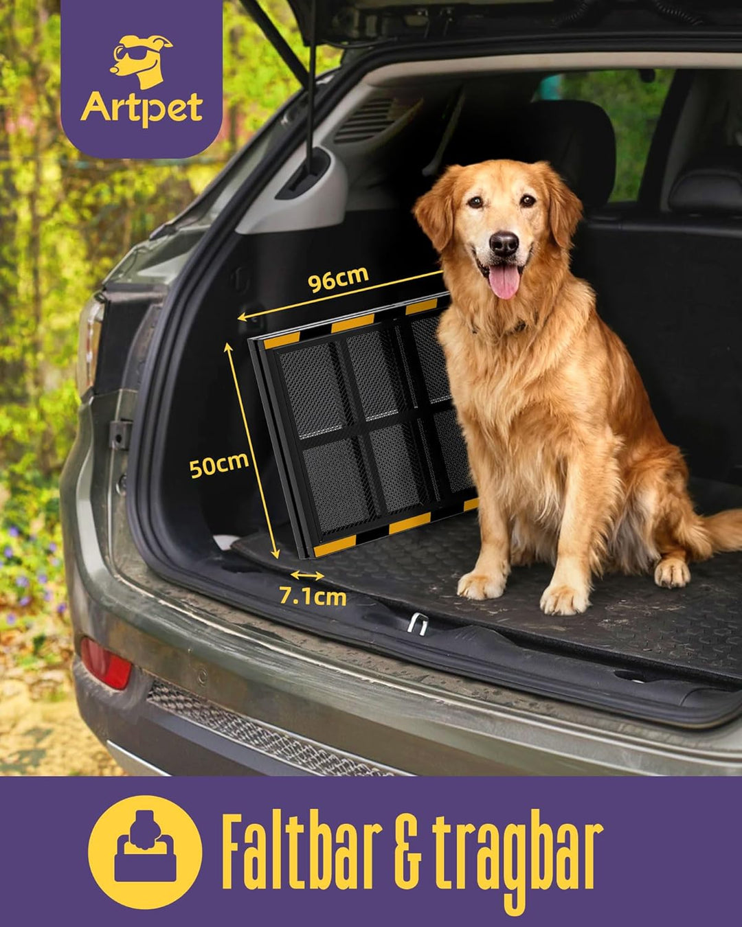 Extra Lange Hunderampe Auto Klappbar für Grosse Hunde 190 cm – Stabil Autorampe für Hunde, Einstiegs