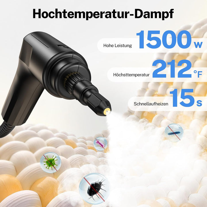 ODSD Dampfreiniger für Haushalt und Auto, 3-stufig einstellbarer Dampfreiniger, 15 Sekunden Aufheizz