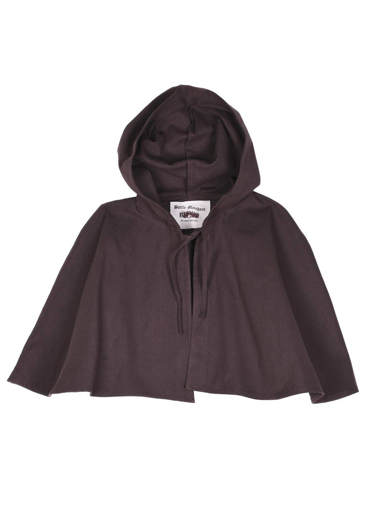 Battle-Merchant Grosse Mittelalter Gugel Damen Herren Schwarz Braun Larp Wikinger Kostüm Kleidung, B