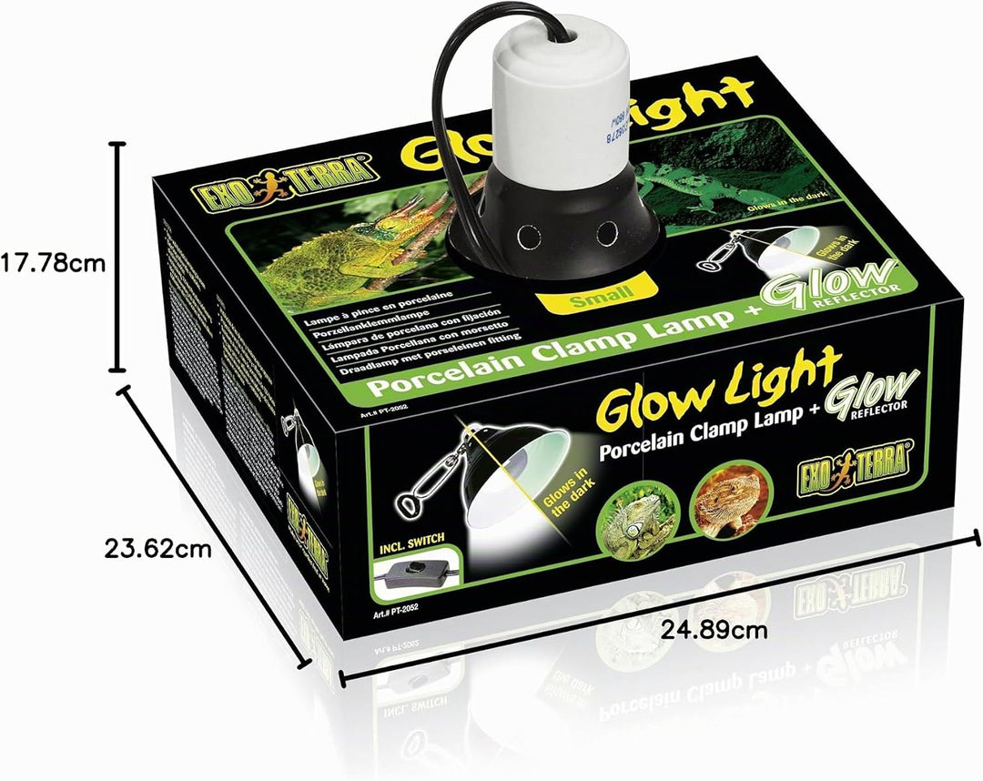 Exo Terra Glow Light, Porzellan-Klemmlampe und Leuchtreflektor, fuer Lampen bis 100W, Durchmesser 14