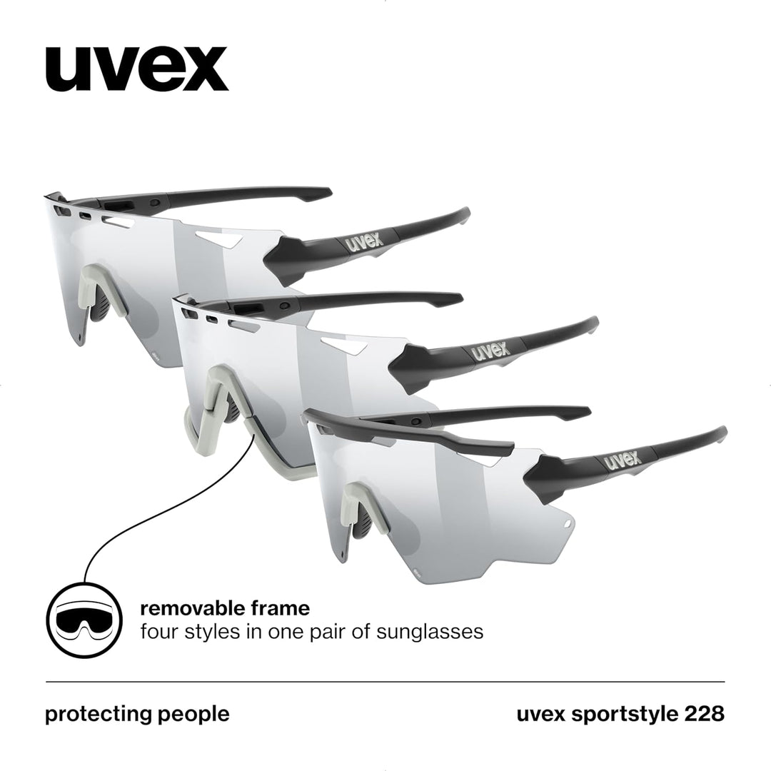 uvex Unisex Sportstyle 228 Sportbrille (1er Pack) Einheitsgrösse black sand mat/silver, Einheitsgrös