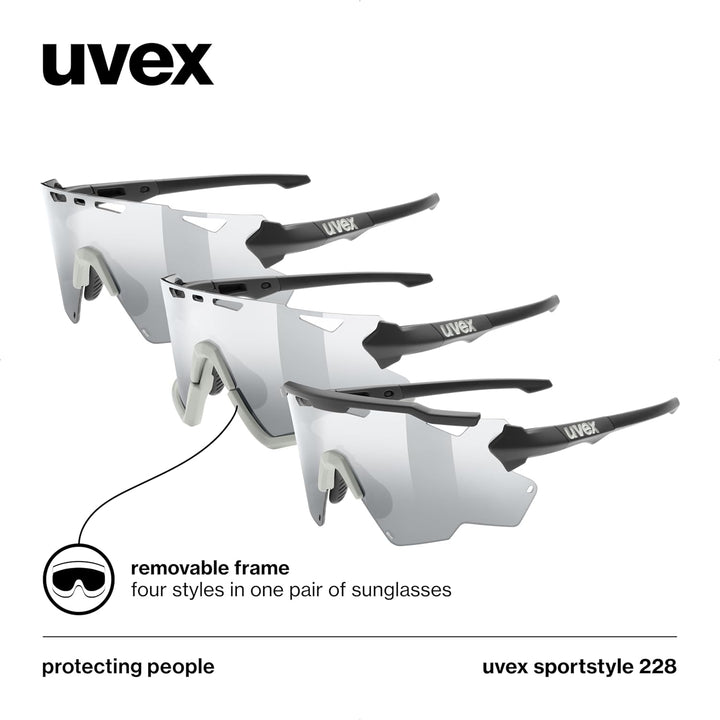 uvex Unisex Sportstyle 228 Sportbrille (1er Pack) Einheitsgrösse black sand mat/silver, Einheitsgrös