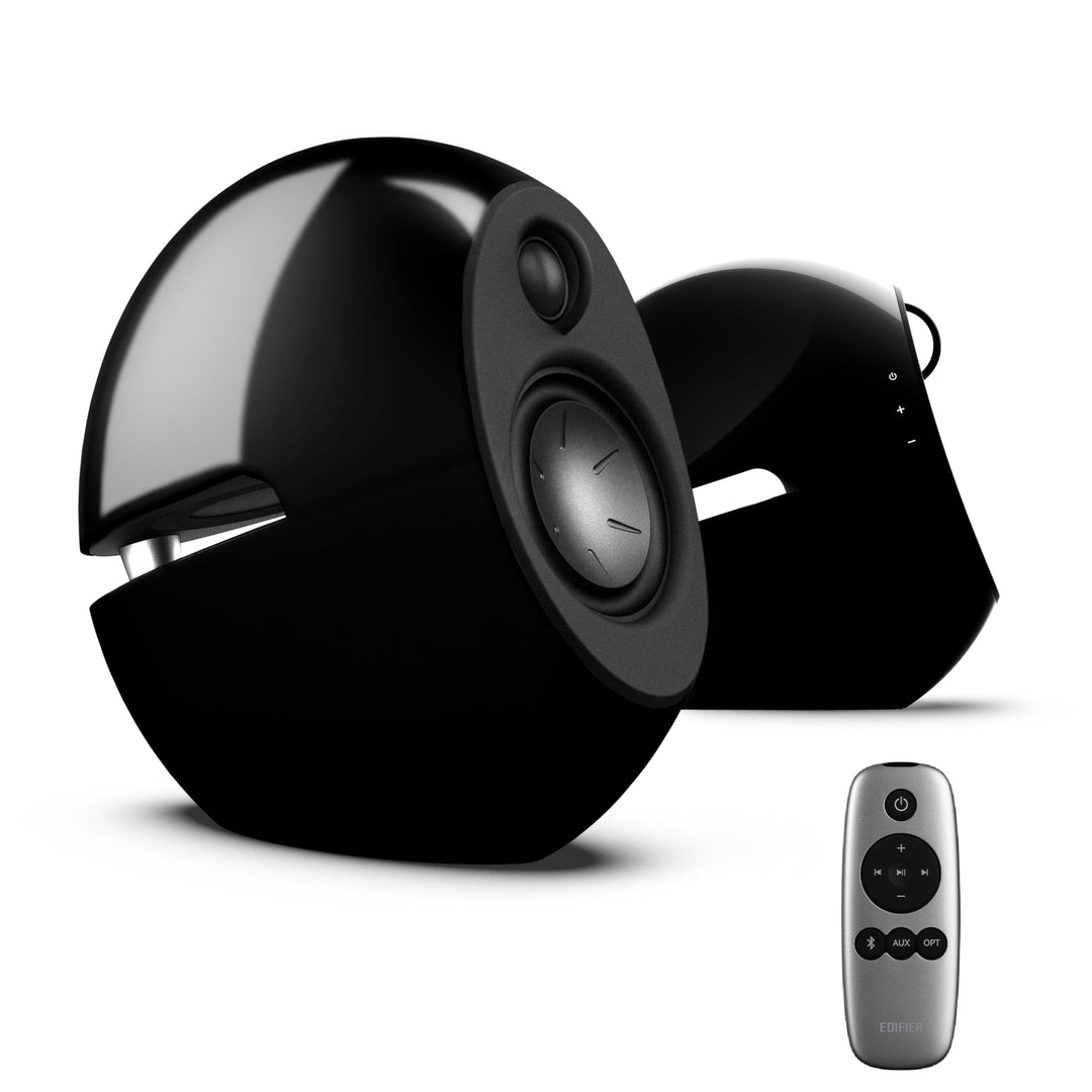 EDIFIER Luna E25 Design-Lautsprecherset mit Bluetooth (74 Watt), schwarz schwarz glänzend, schwarz g