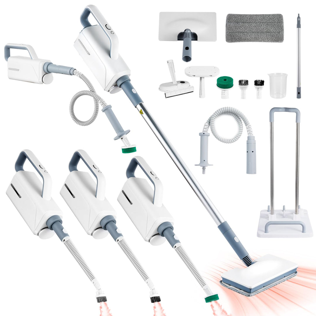 10-in-1 Dampfreiniger, 1500W Steam Mop mit abnehmbarem Handgerät, 350-ml Wassertank, 10-Sekunden Auf