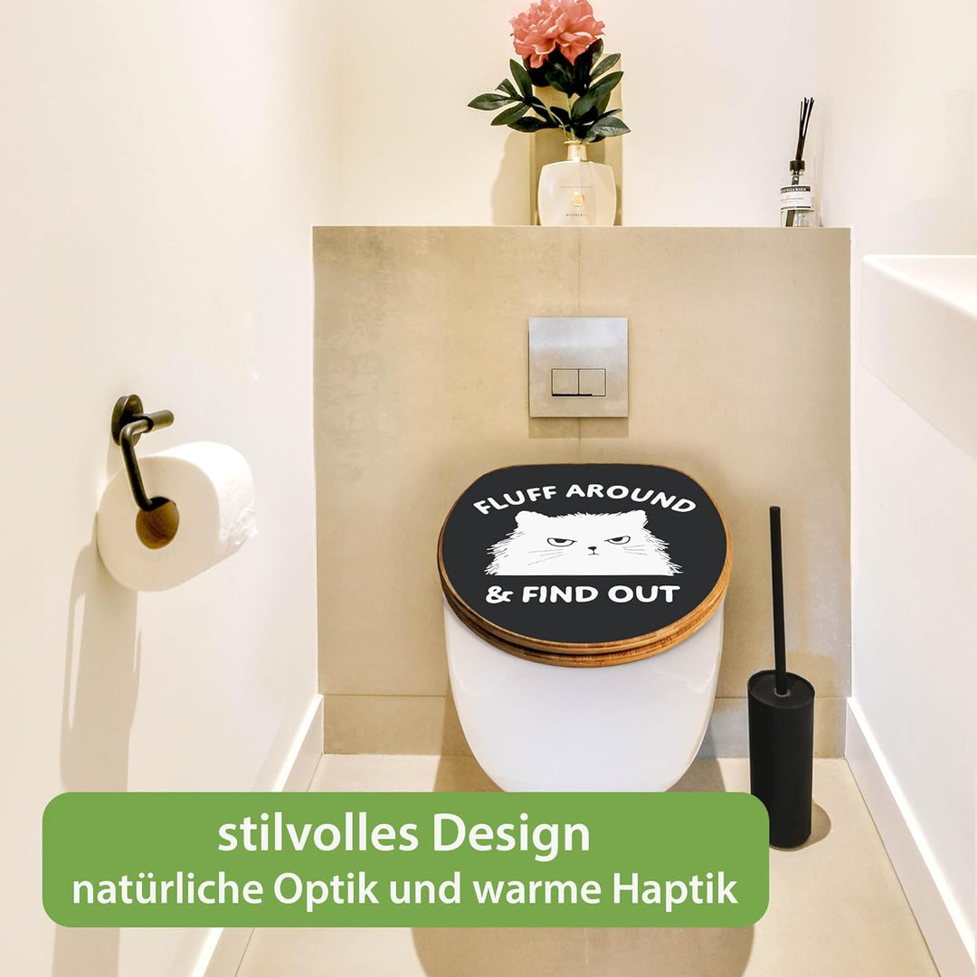 banjado Design WC Sitz Bambus Absenkautomatik 45,8x37,5cm - Toilettendeckel mit Absenkautomatik Holz
