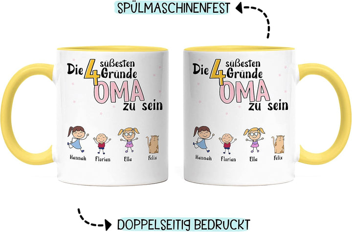 Oma Tasse Gelb Geburtstag Personalisiert für Oma Enkel Enkelin Baby Geschenk Kinder Oma Geschenk Mut