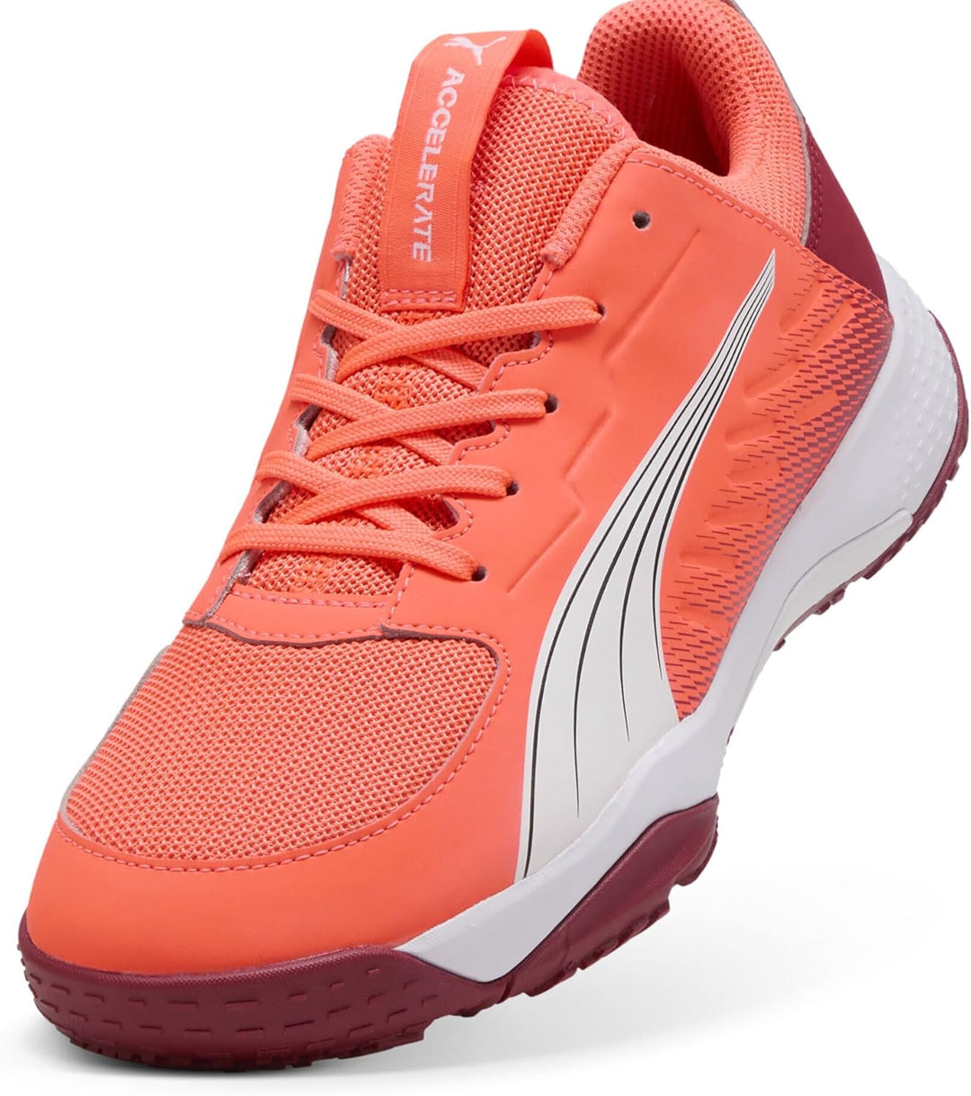 PUMA Unisex Kinder Accelerate Jr Handballschuh 35 EU Glowing Red Puma White Dark Crimson Puma Black,