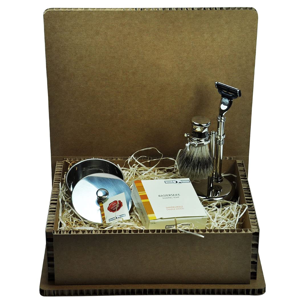 Golddachs Geschenkset 6, Men´s special, 3-teilig, Rasierset, Seifenschale, Rasierseife