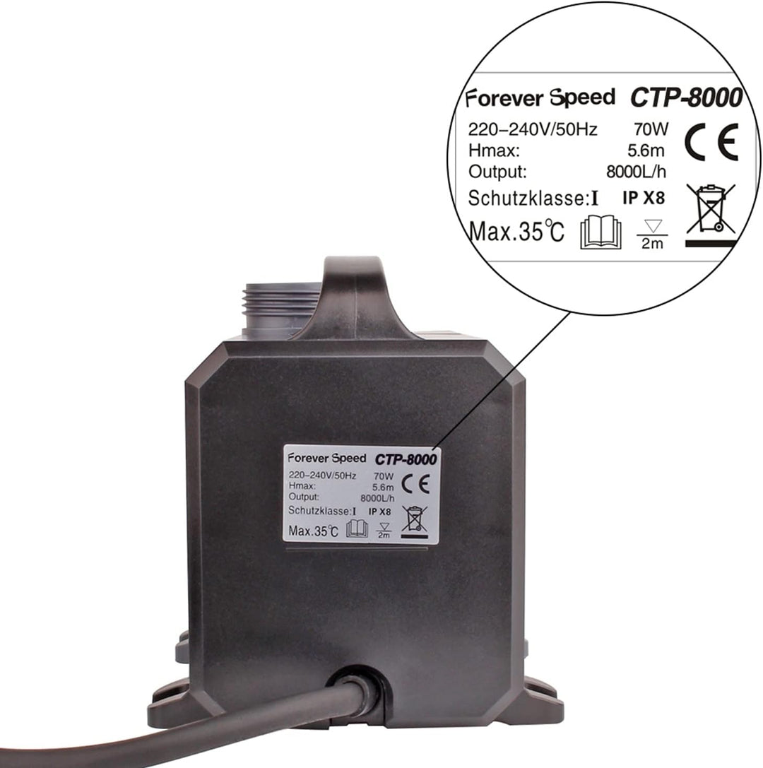 Forever Speed Super ECO Teichpumpe Filterpumpe Energiespar Wasserpumpe Koiteich Bachlaufpumpe (3000-
