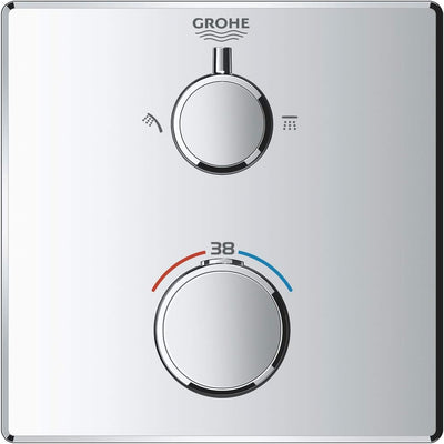 GROHE Grohtherm Thermostat-Brausebatterie (2-Wege-Umstellung, Sicherheitssperre bei 38°C, langlebige