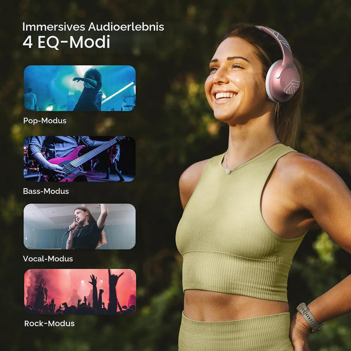 PowerLocus Bluetooth Kopfhörer Over Ear, 50 Std Spielzeit, 4 EQ-Modi, Kopfhörer Kabellos Faltbarer m