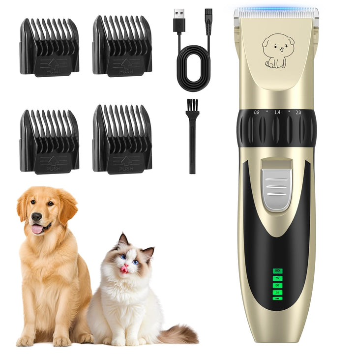 Profi Leise Hundeschermaschine, Schermaschine Hund Katze, tierhaarschneidemaschine set mit 4 Schneid