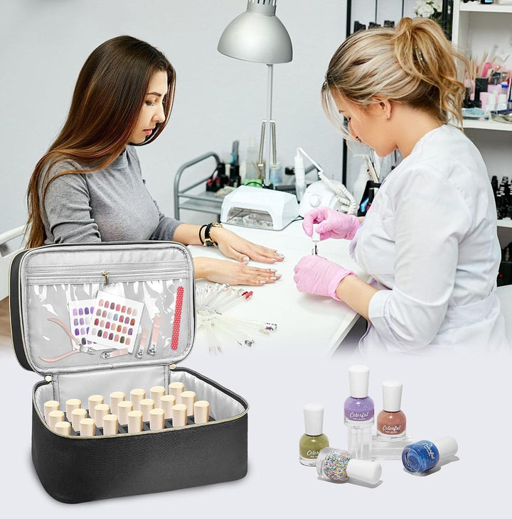 Boczif Nagellack Tragetasche, Doppelschicht Nagellack Aufbewahrungstasche- Passt Nageltrockner Lampe