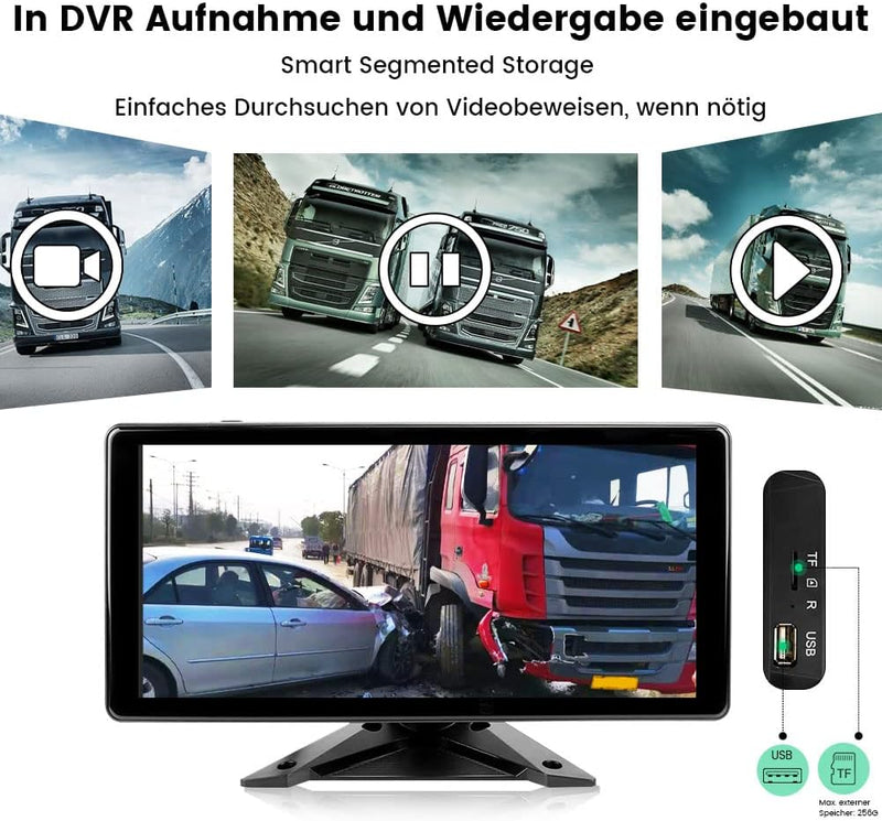 4K RV Rückfahrkamera System, GreenAuto 10,36 Zoll-4-Splits-Touchscreen Smart Blind Spot Radar BSD Al