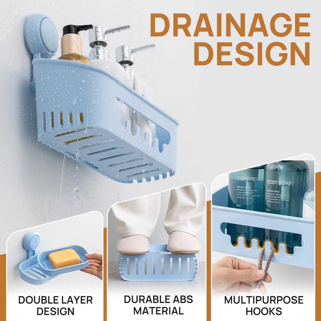LEVERLOC Duschablage Ohne Bohren Saugnapf Dusche Organizer Grosse Kapazität Bad Organizer Ohne Bohre