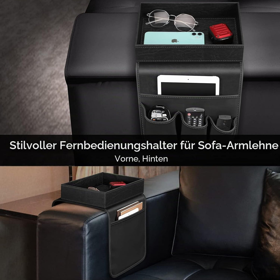 SITHON Sofa Armlehnen Organizer mit Ablage Tablett, [Rutschfest] Kunstleder Stuhl Couch Armlehne Org
