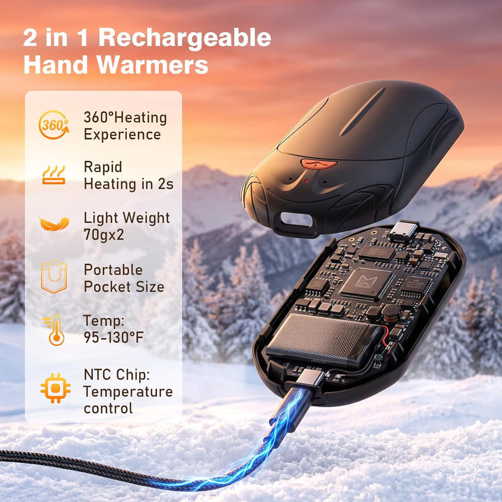 Morelax Handwärmer Elektrisch, Wiederaufladbar, 2er-Pack, 3 Einstellungen, Magnetisch, 6000mAh, Tasc