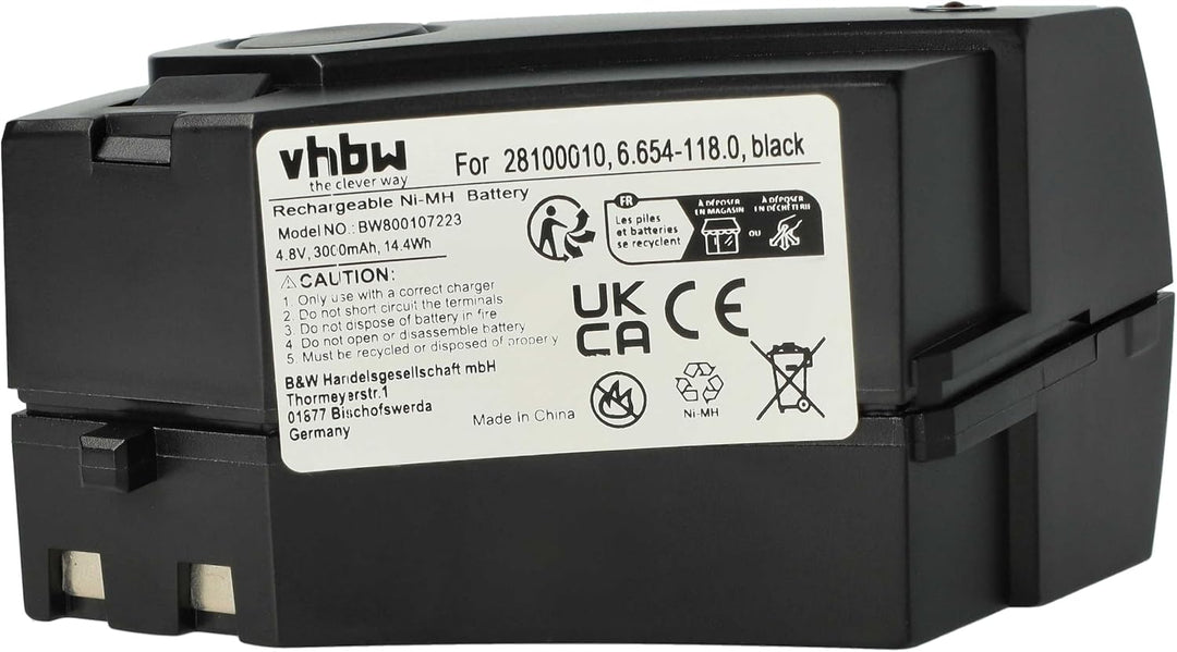 vhbw 1x Akku kompatibel mit Kärcher KC55 Staubsauger Schwarz (3000 mAh, 4,8 V, NiMH)