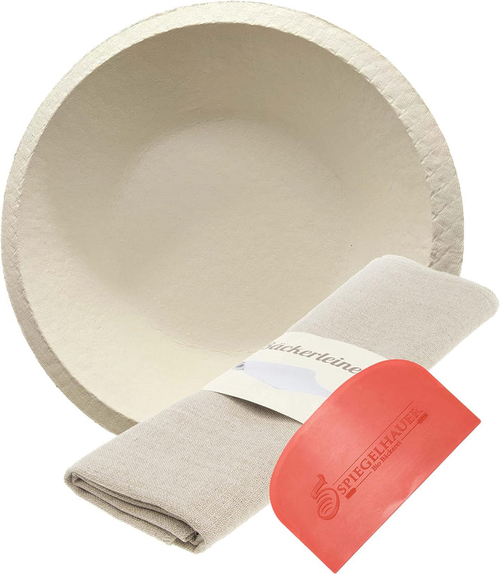 Bäckerei Spiegelhauer Gärkörbchen I Teigschaber und Bäckerleinen Gärkörbchen Set Backset Klein, Back