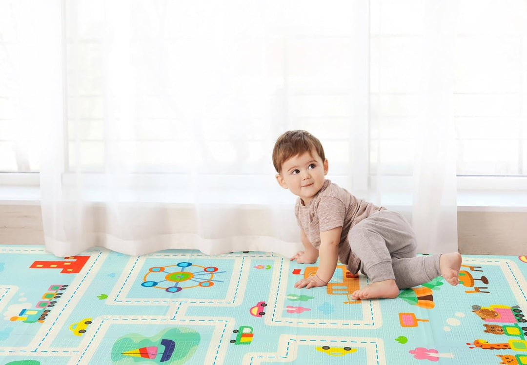 HUMBI Spielmatte Baby, Krabbelmatte, XPE Schaumstoff, Doppelseitig, Flatbar, Wasserdicht, Extra Grös