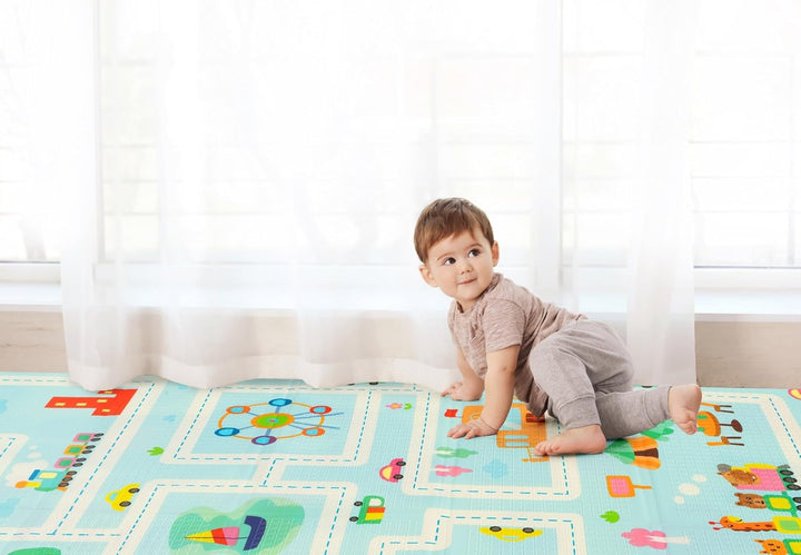 HUMBI Spielmatte Baby, Krabbelmatte, XPE Schaumstoff, Doppelseitig, Flatbar, Wasserdicht, Extra Grös