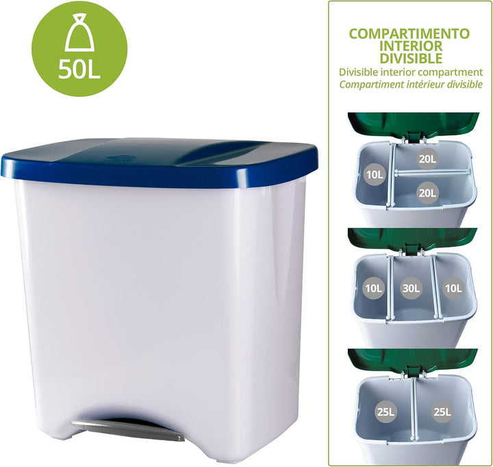 Denox Ecosystem Abfalleimer, 50 l Zentimeter Azul y gris claro Blau, Blau