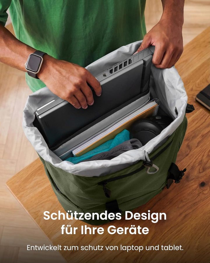tomtoc Laptop Rucksack, 22L Vintage Tagesrucksack für 13-16 Zoll Laptops, Leicht & Wasserabweisend,